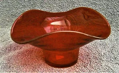 Buy Q647) Vintage Sowerby Red Glass Wavy Rim Posy Bowl  • 4.99£