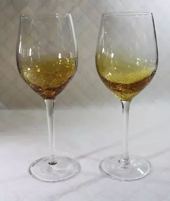 Buy 2 Pier One Sepia? Amber?  Crackle Wine Glasses 9  • 23.98£