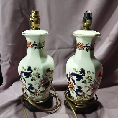 Buy Pair Of Vintage Table Lamps Masons Blue Mandalay Ironstone Matching Bedside 35cm • 79.96£
