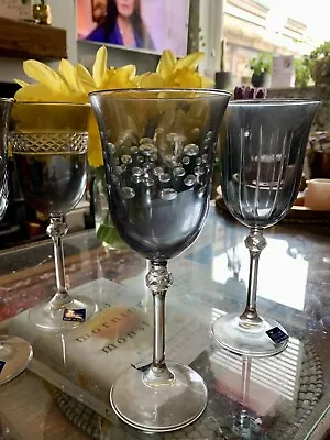 Buy 4 Le Steele Italian Diamond Cut Crystal Glass Wine Glasses - Excellent Condition • 20£