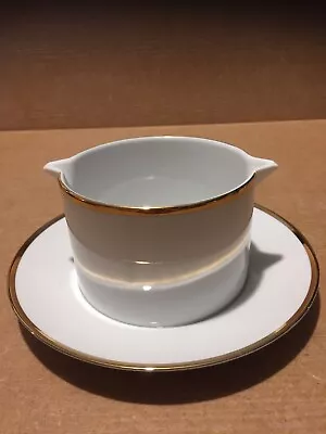 Buy Thomas Medaillon Wide Thick Gold Band Gravy Boat Fixed Plate • 10.99£