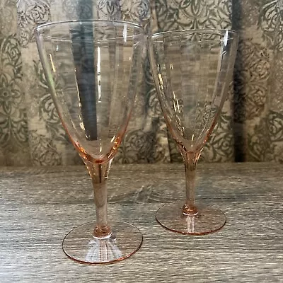Buy Set Of 2 Vintage Pink Depression Glass Cordial Glass Swirl Design • 27.99£