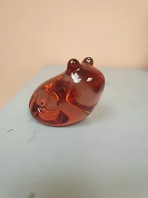 Buy Wedgwood Cranberry Glass Frog Paperweight, Vintage, Nice Etched Mark • 12£