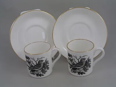 Buy Two Crown Staffordshire Thomas Berwick Lesser Redpole Coffee Cans And Saucers • 11.99£