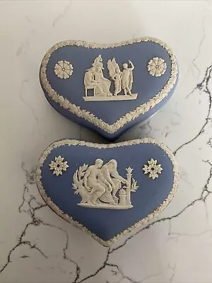 Buy Wedgwood Blue Jasperware Heart Shaped Trinket Boxes (Two) • 4.99£