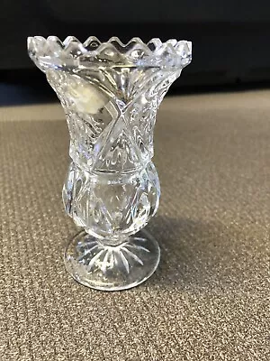 Buy Vintage Cut Crystal Glass Flower Vase Deep Cut Crystal Glass W Floral Pattern  • 5.99£