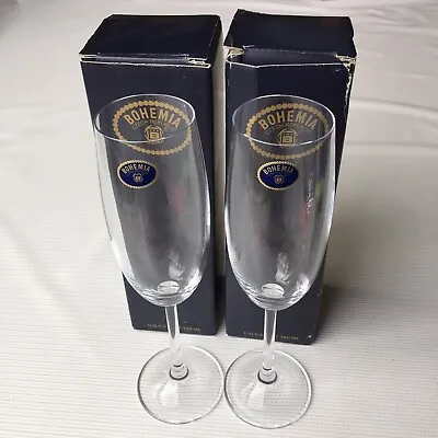 Buy 2 Bohemia Crystal Champagne Glass Flutes 6 Oz Czech Republic 9  Wine Elegant Vtg • 27.48£