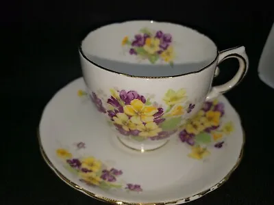 Buy Tuscan Fine English Bone China.  Tea Cup And Saucer.  Purple & Yellow Flower • 4.80£