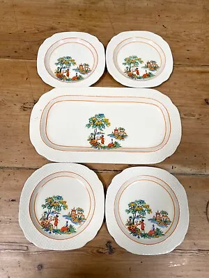 Buy Crown Ducal, Ivory Ware, England, Sandwich  Plate & Four Tea Plates Vintage • 9£