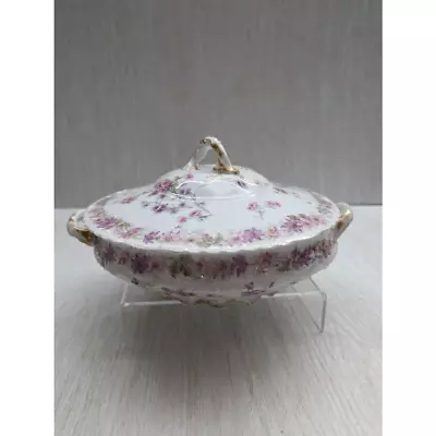 Buy Vintage Haviland Limoges China Covered Dish Pink Floral Oval Cottage Core Decor • 57.62£