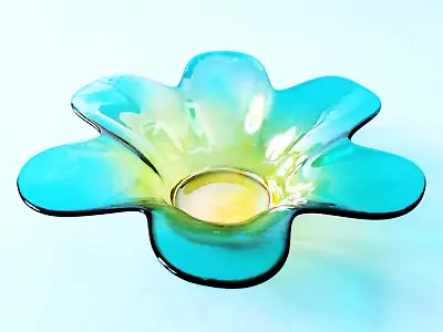 Buy Vtg Lustre Glass Flower Shaped Gradient Colours Candle Holder #02 • 4.99£