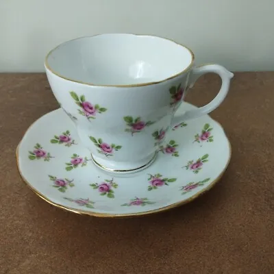 Buy Vintage, Duchess 'Ditzy Rose' Pattern, Tea Cup & Saucer With Pink Rosebuds  • 6.95£