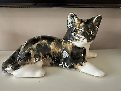 Buy Vintage EARLY Signed Jenny Winstanley Ceramic Tabby Calico Cat Model Size 3  • 80£