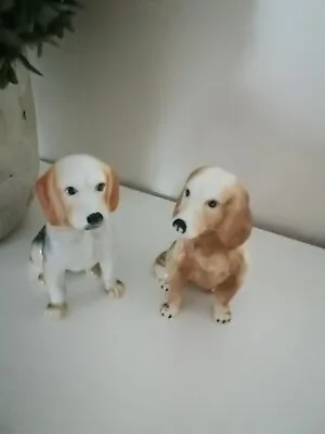 Buy Set Of Two Bone China Dog Ornaments Figurines Vintage Decor Cute Animal Gift Vgc • 11.50£
