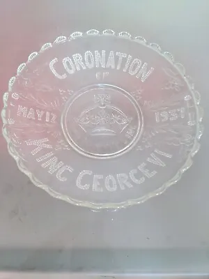 Buy Rare Pressed Glass King George The Vi May 1937 Coronation Glass Plate/bowl • 12£