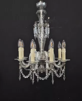 Buy Gorgeous Vintage Czech Crystal 8 Arm Cut Glass Heavy Chandelier Light • 345£