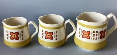 Buy A Set Of Three MCM Vintage Sadler 1970s Kitsch Flower Staffordshire Pottery Jugs • 15£