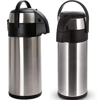 Buy 3L/5L Stainless Steel Airpot Hot Tea Urn Coffee Drinks Vacuum Flask Jug Pump Mug • 18.95£