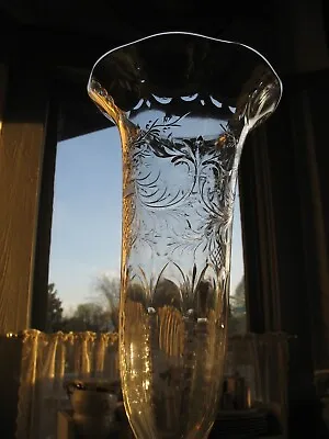 Buy Early THOMAS WEBB? Rock Sharpe Crystal  Engraved 14  Trumpet Footed Vase • 139.18£