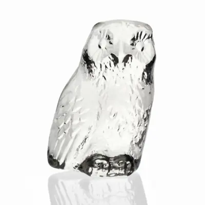 Buy Lindshammar - Vintage Cast Glass Flatback Owl Figure - 1960s Swedish Glass • 8.80£