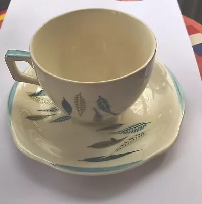 Buy 1950s Burleigh Ware Cup And Saucer- Stylised Leaf Pattern • 6.99£