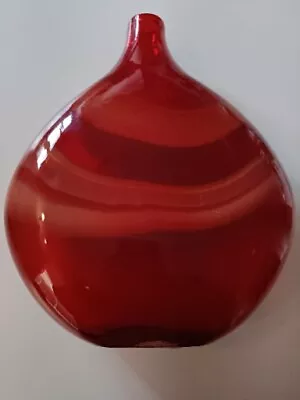 Buy Stunning Red Art Glass Bottle Vase Large Heavy Hand Blown Pre-loved VGC 13  H • 14.95£