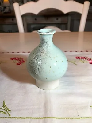 Buy D. Lewis Mid Century Modern Art Pottery Vase, Mint Green And Ivory Handmade • 31.29£