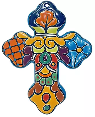 Buy Talavera Mexican Pottery Cross 8.5  Folk Art Wall Hang Ceramic • 24.06£