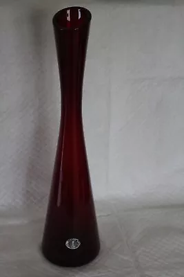Buy Large 35cm Hans Geismar Ruby Red Swedish Art Glass Vase - VGC • 10£