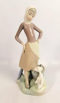 Buy Vintage Lladro 'Girl With Pail Of Milk & Duck' Porcelain Figurine *Slight Damage • 15£