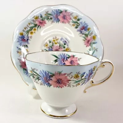 Buy EB Foley Bone China Cornflower Blue Floral Tea Cup And Saucer • 18.81£