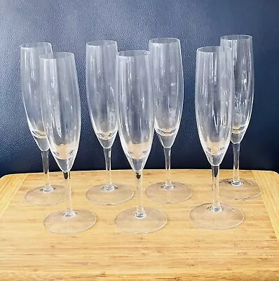 Buy Estate Find- Lot Of 7 Crystal Clear 6 Ounce Champagne Flute Glasses-ZZ • 17.53£