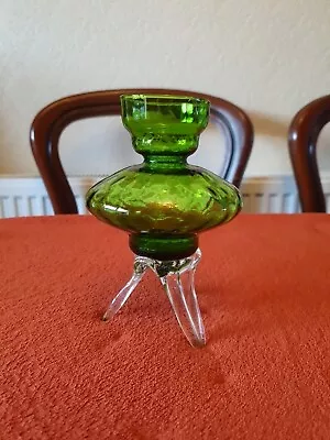 Buy Antique Green Tripod Glass Vase • 25£