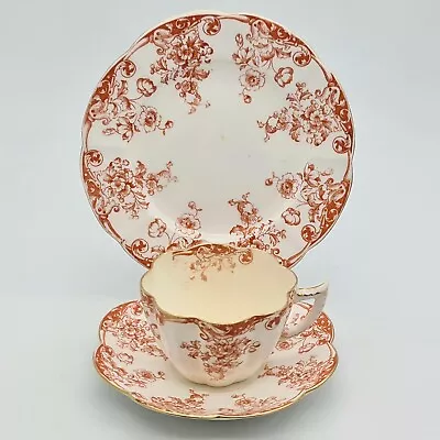Buy Antique Foley Tea Cup And Saucer Trio Red White Victorian English Bone China • 59.95£