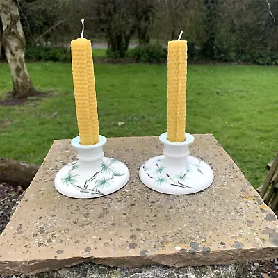 Buy Art Deco Hand Painted Candle Sticks By Radford England C1930s & Bees Wax Candles • 15.99£