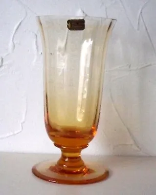 Buy Whitefriars 8  Golden Amber Ribbed High Footed Lead Crystal Art Glass Vase 9855 • 19.99£