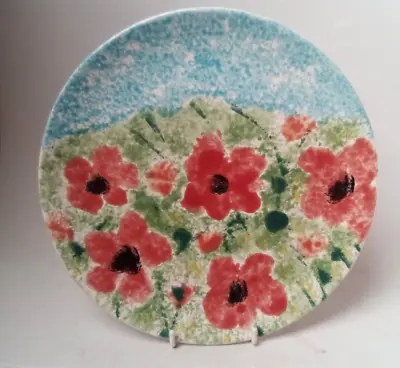 Buy Caroline Wright Plate Studio/Honiton  Pottery Poppies Design 23.5 Cm • 15£