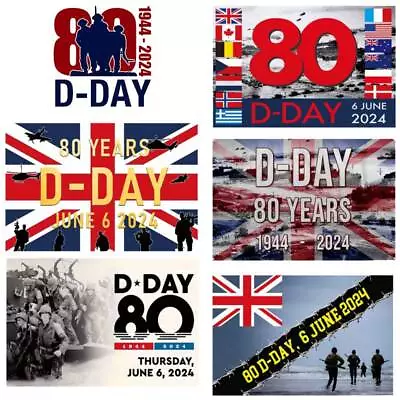 Buy UK 80 Years D-Day Landings 6th June 1944-2024 (a) Commemorative Flag 150*90cm • 5.51£