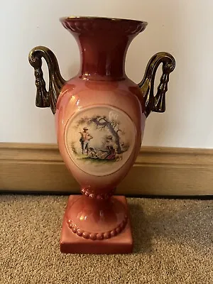 Buy Vintage Staffordshire Porcelain Handled Vase Signed KLM 12 Inches • 24.99£