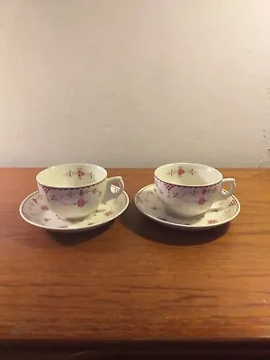 Buy Vintage Furnivals Pink Denmark 2x Cups And Saucers • 15£