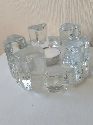 Buy Vintage Scandi Heavy Glass Heart Design Plate Warmer Tea Light Candle Holder  • 20£
