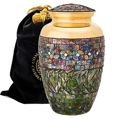Buy Gold Cracked Glass Cremation Urn, Cremation Urns Adult, Urns For Human Ashes • 125.33£