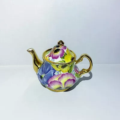 Buy Miniature Floral Teapot China Small Tea Decorative Gold Detail Fine Bone China • 12.95£