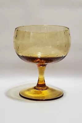 Buy Vintage Controlled Bubbled, Large Pedestal Bowl, Vase, Magnum Glass, Amber Gold • 14.12£