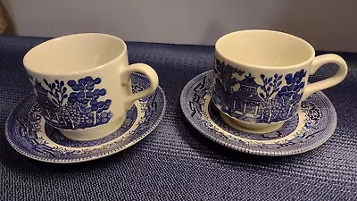 Buy Vintage Blue Willow Churchill England China, Plates Saucers Cups, U Choose • 9.48£