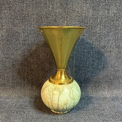 Buy Delftware Ceramic Drip Glaze Vase With Brass Accent Holland 6” • 9.37£