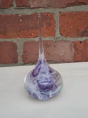 Buy Vintage Purple / Amethyst Art Glass Tear Shape Paperweight Signed • 12£