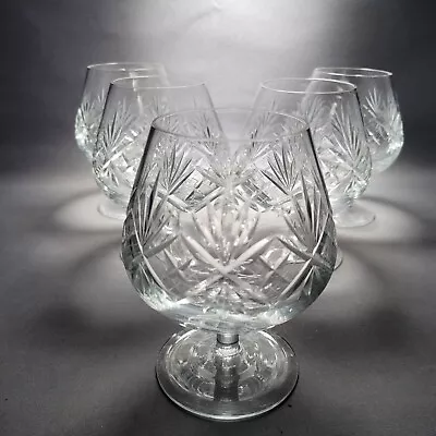Buy 5x Vintage Brandy Cognac Crystal Snifter Glasses 250ml Balloon Cut • 29.90£