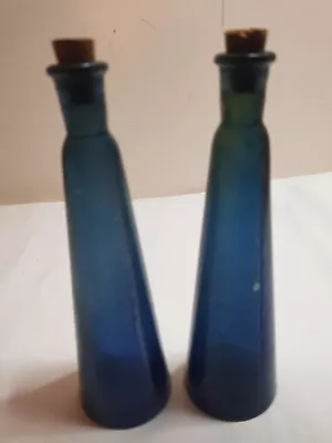 Buy Pair Of Recycled Blue Glass Bottles • 5£