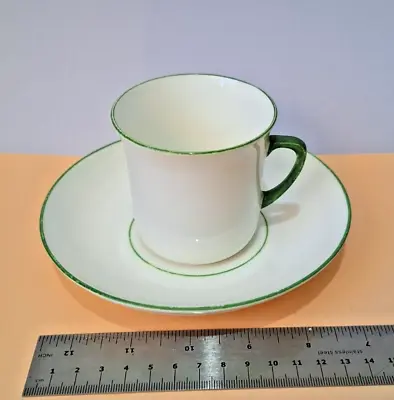Buy Vintage Unusual Taylor & Kent Bone China Cup & Saucer - Green And White • 5.95£